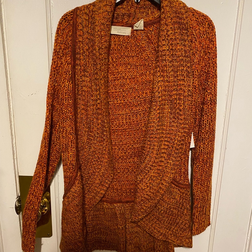 Orange Knit Women's Cardigan